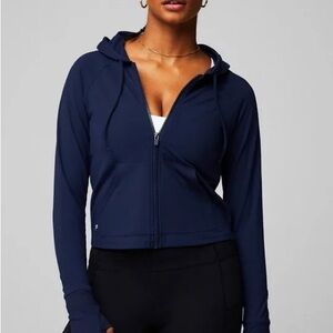 Fabletics Navy Blue Oasis Zip-Up Hoodie